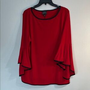 Coco Bianco Red Flared Sleeve Top